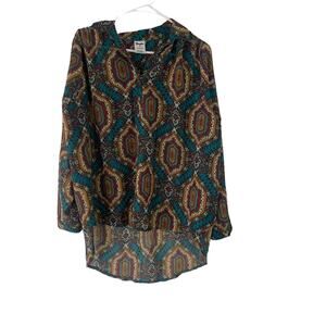 Wrangler NWT Women's Size Medium Multicolor Sheer Western Blouse